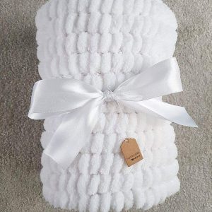 White Pom Pom Blanket, Tiny Toes Baby Boutique Trowbridge