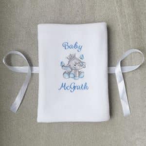 Personalised Elephant Fleece Blanket, Tiny Toes Baby Boutique Trowbridge