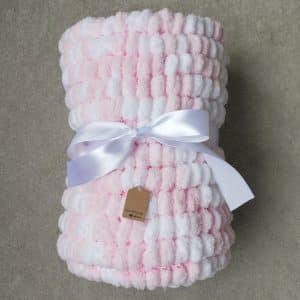 Pink and White Pom Pom Blankets, Tiny Toes Baby Blanket