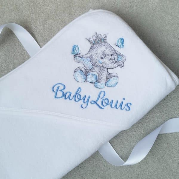 White Trim Hooded Baby Towel, Tiny Toes Baby Boutique Trowbridge