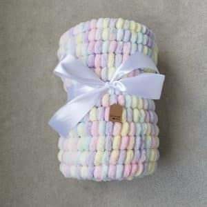 Pastel Rainbow Pom Pom Blanket, Tiny Toes Baby Boutique Trowbridge