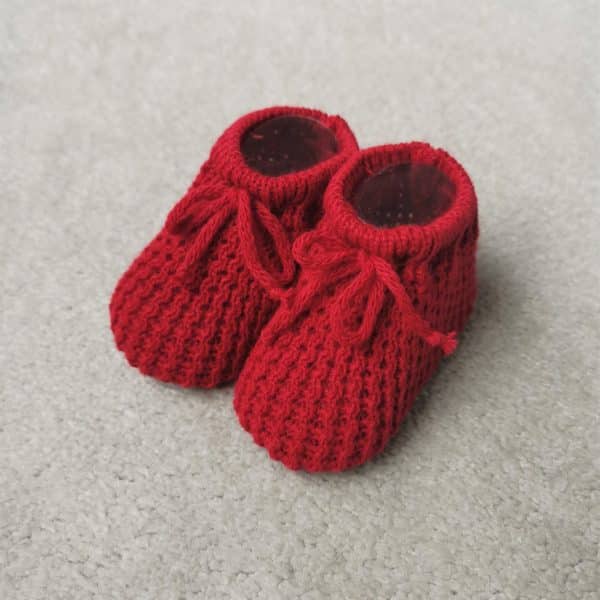 Red Laced Baby Booties, Tiny Toes Baby Boutique Trowbridge