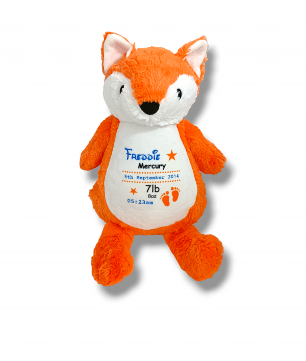 Large Personalised Fox Cuddle Animal Toy, Tiny Toes Baby Boutique, Trowbridge